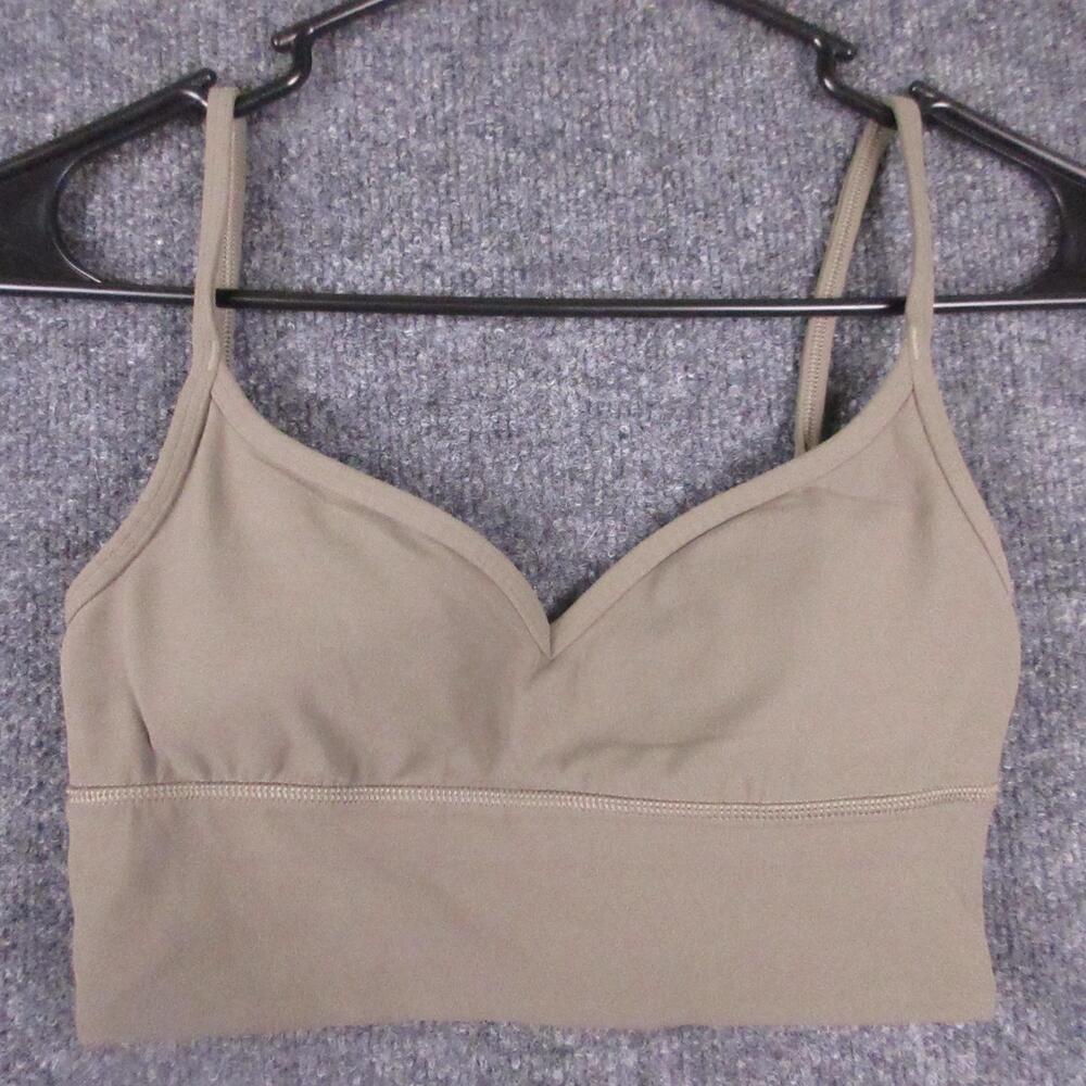 Lululemon Sports Bra Womens 4 Beige Spaghetti Strap Pullover Yoga Stretch Top